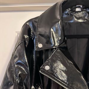 EUC H&M faux patent leather biker jacket